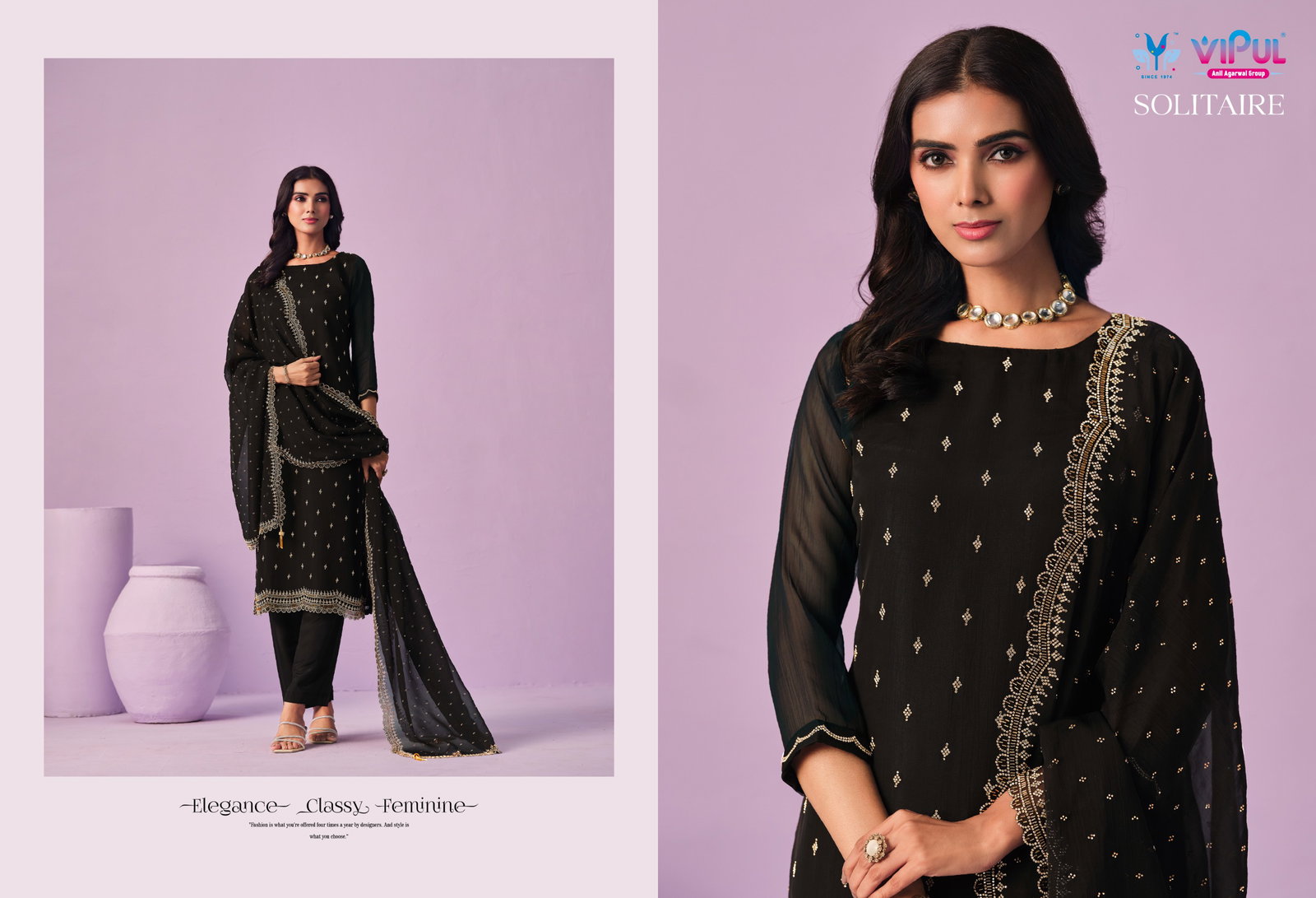 VIPUL PRESENT UNSTITCHED CHIFFON WITH BEADS WORKS SOLITAIRE SERIES 6651-6656 9