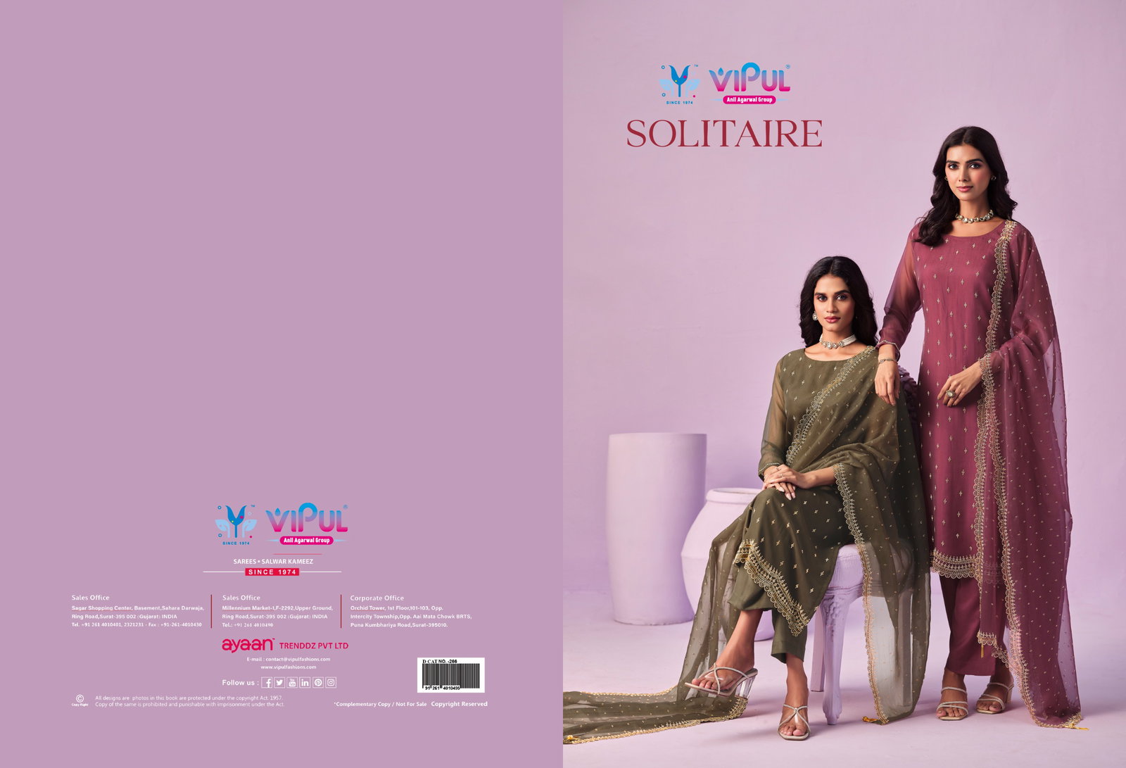 VIPUL PRESENT UNSTITCHED CHIFFON WITH BEADS WORKS SOLITAIRE SERIES 6651-6656 4