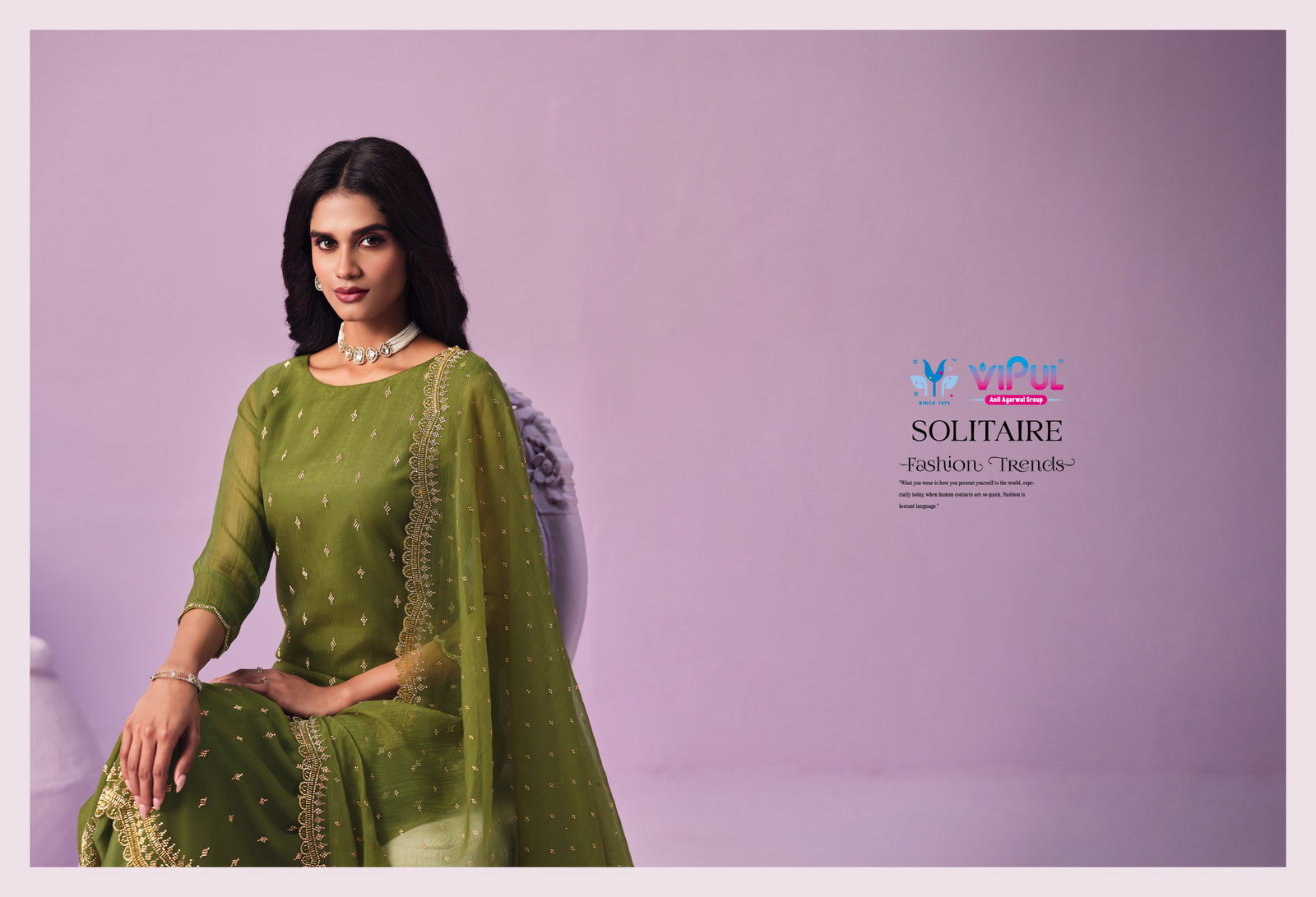 VIPUL PRESENT UNSTITCHED CHIFFON WITH BEADS WORKS SOLITAIRE SERIES 6651-6656 10