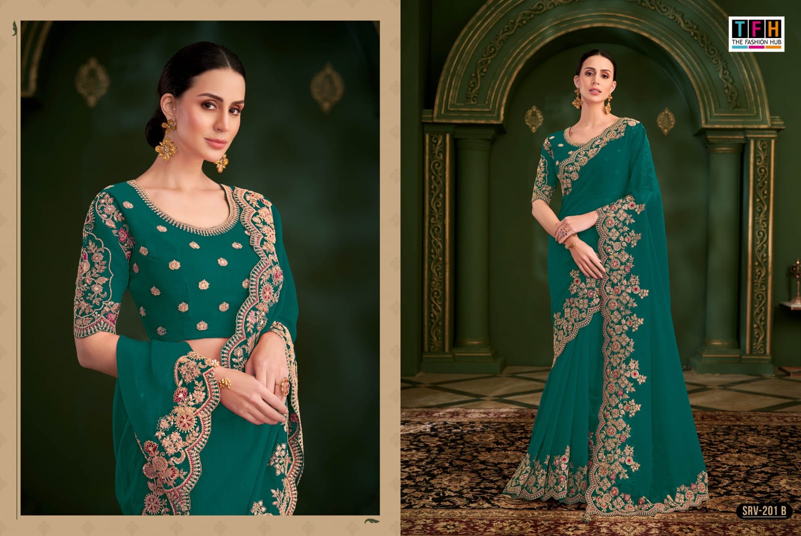 TFH PRESENT SARVARATNA FANCY PARTY WEAR SAREE SERIES 201-A-212 A 7