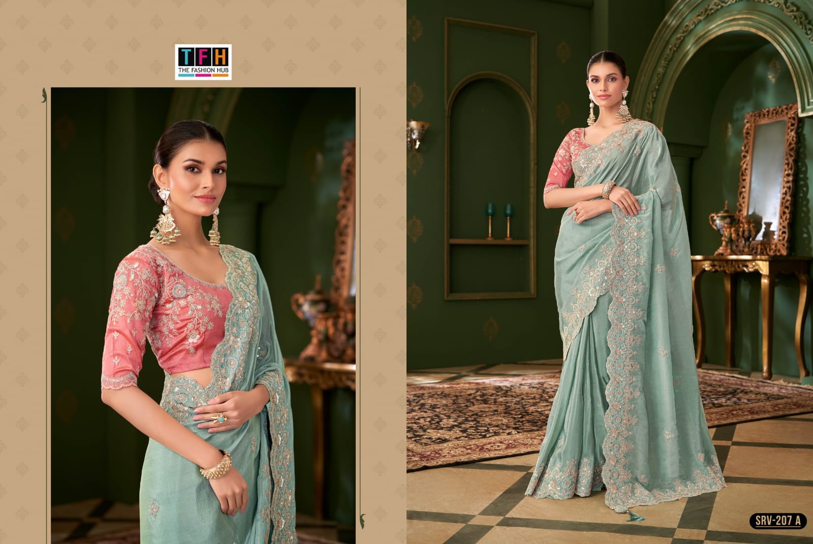 TFH PRESENT SARVARATNA FANCY PARTY WEAR SAREE SERIES 201-A-212 A 4