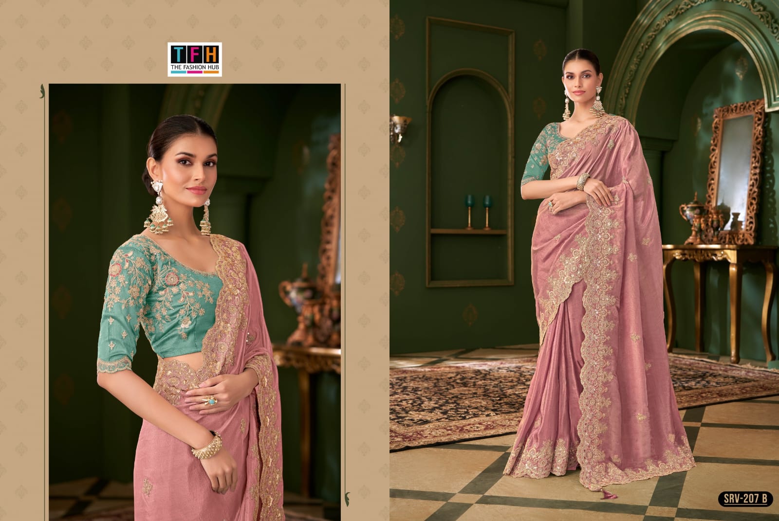 TFH PRESENT SARVARATNA FANCY PARTY WEAR SAREE SERIES 201-A-212 A 15