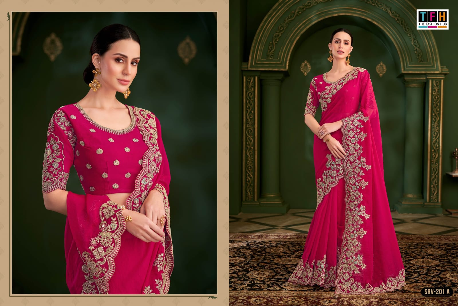 TFH PRESENT SARVARATNA FANCY PARTY WEAR SAREE SERIES 201-A-212 A 14