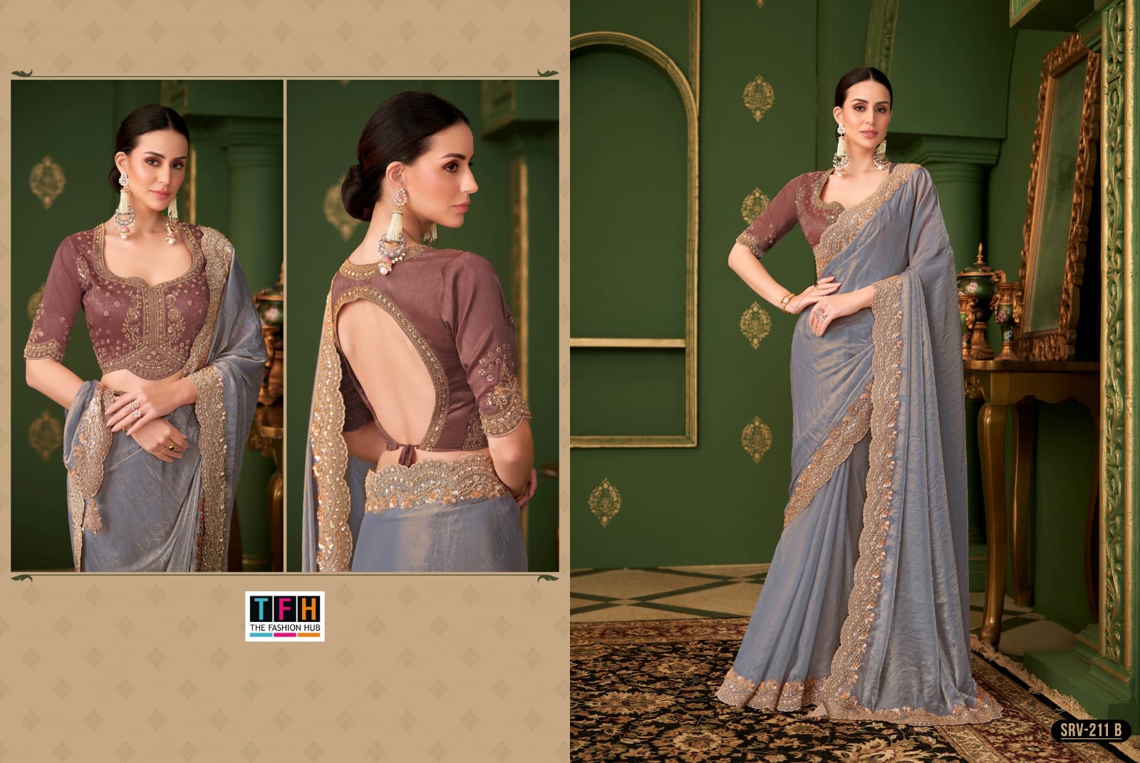 TFH PRESENT SARVARATNA FANCY PARTY WEAR SAREE SERIES 201-A-212 A 12