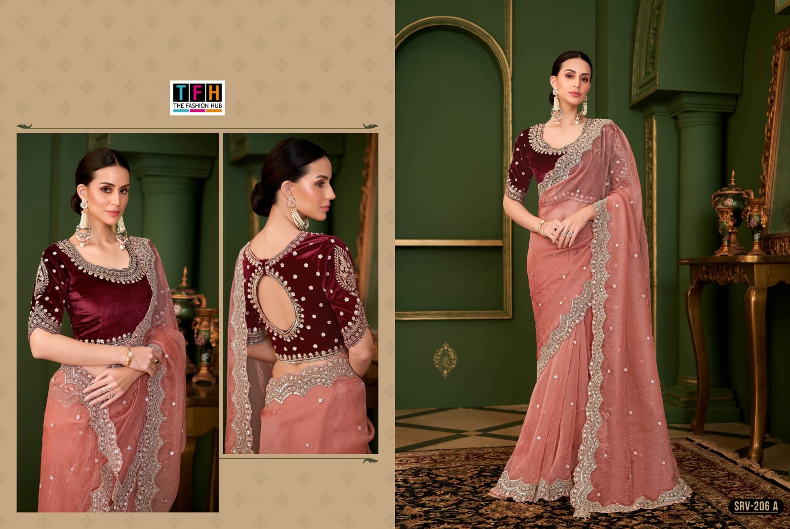 TFH PRESENT SARVARATNA FANCY PARTY WEAR SAREE SERIES 201-A-212 A 11