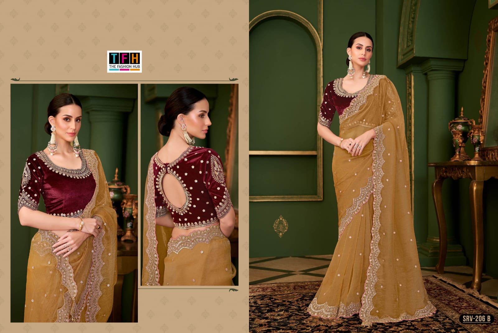 TFH PRESENT SARVARATNA FANCY PARTY WEAR SAREE SERIES 201-A-212 A 9