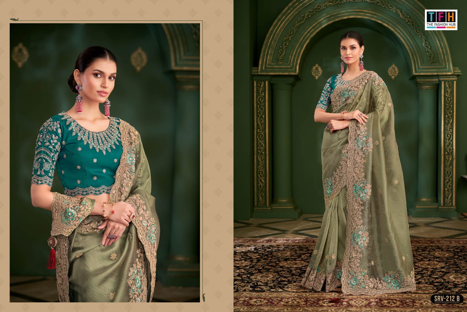 TFH PRESENT SARVARATNA FANCY PARTY WEAR SAREE SERIES 201-A-212 A 5
