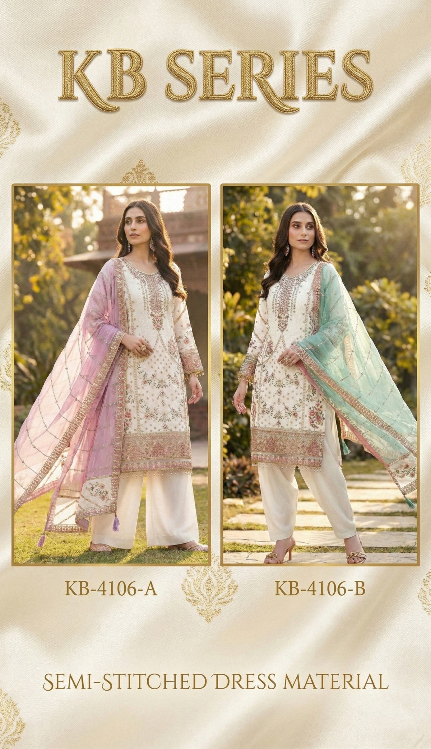KB SERIES PRESENT PAKISTANI STYLE UNSTITCHED SUIT SERIES KB4306 7