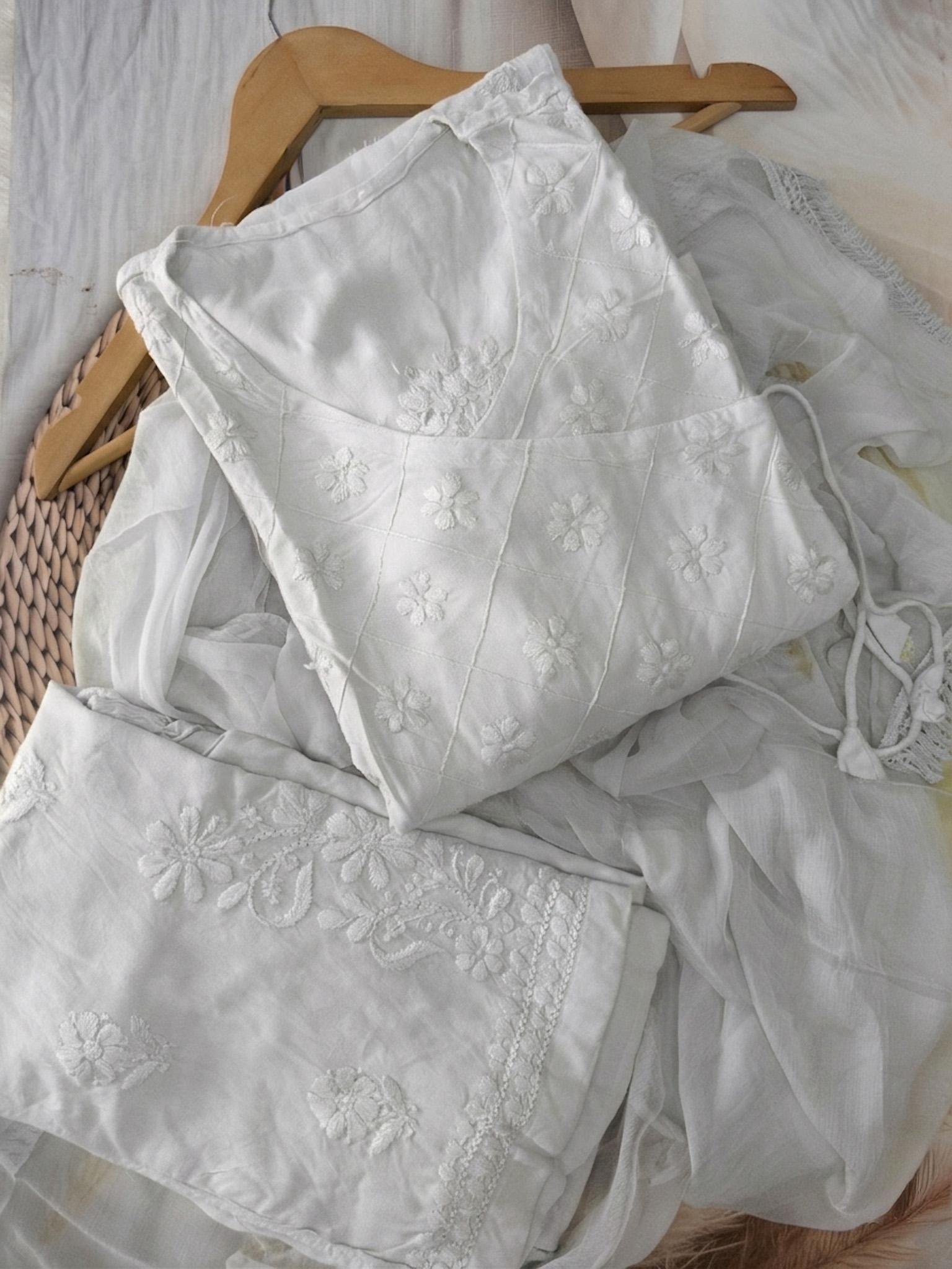 READYMADE ANGRAKHA WITH PLAZZO SET ORIGNAL CHIKANKARI SET 6
