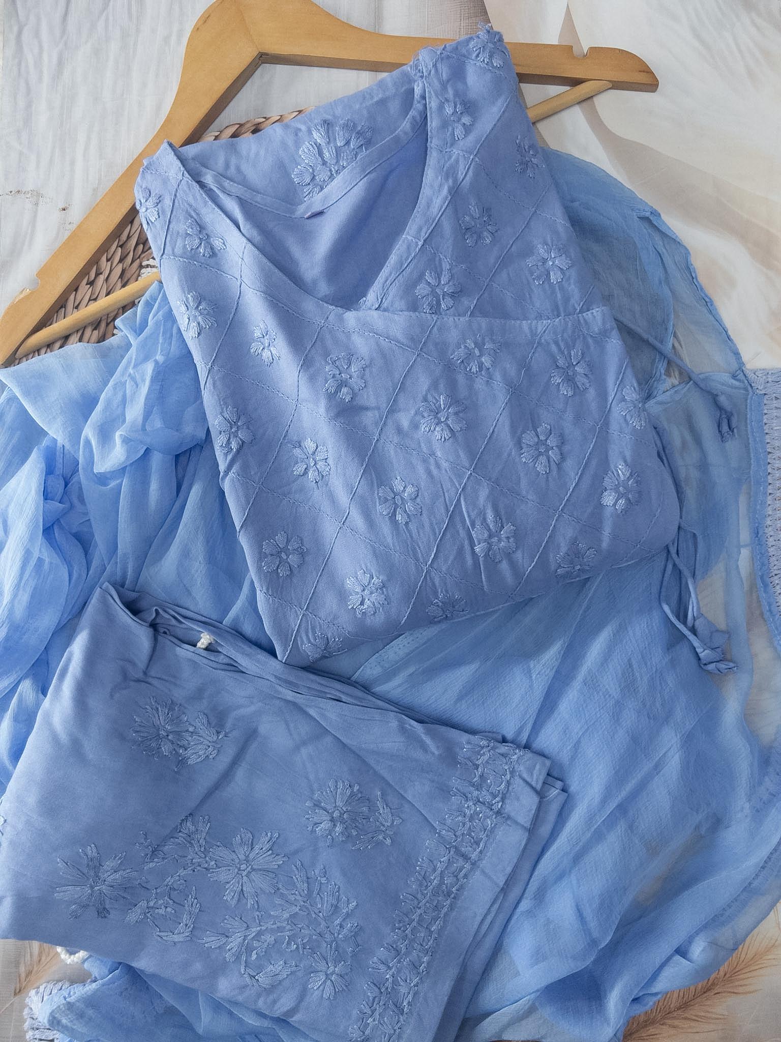 READYMADE ANGRAKHA WITH PLAZZO SET ORIGNAL CHIKANKARI SET 7
