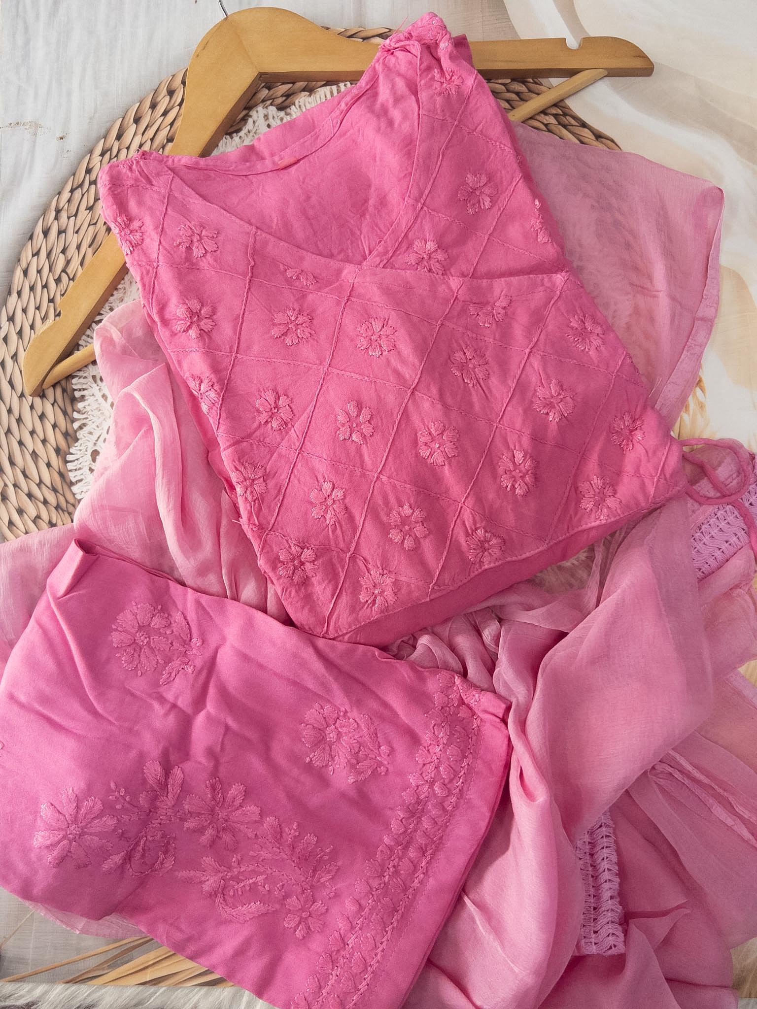 READYMADE ANGRAKHA WITH PLAZZO SET ORIGNAL CHIKANKARI SET 8