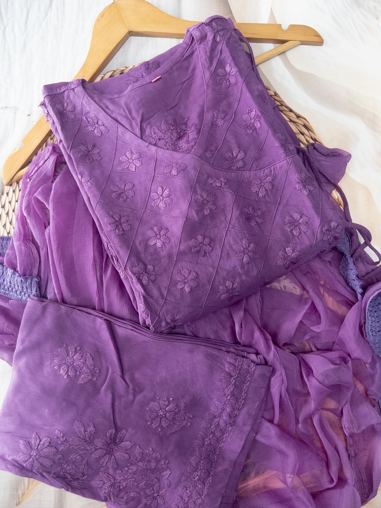 READYMADE ANGRAKHA WITH PLAZZO SET ORIGNAL CHIKANKARI SET 5