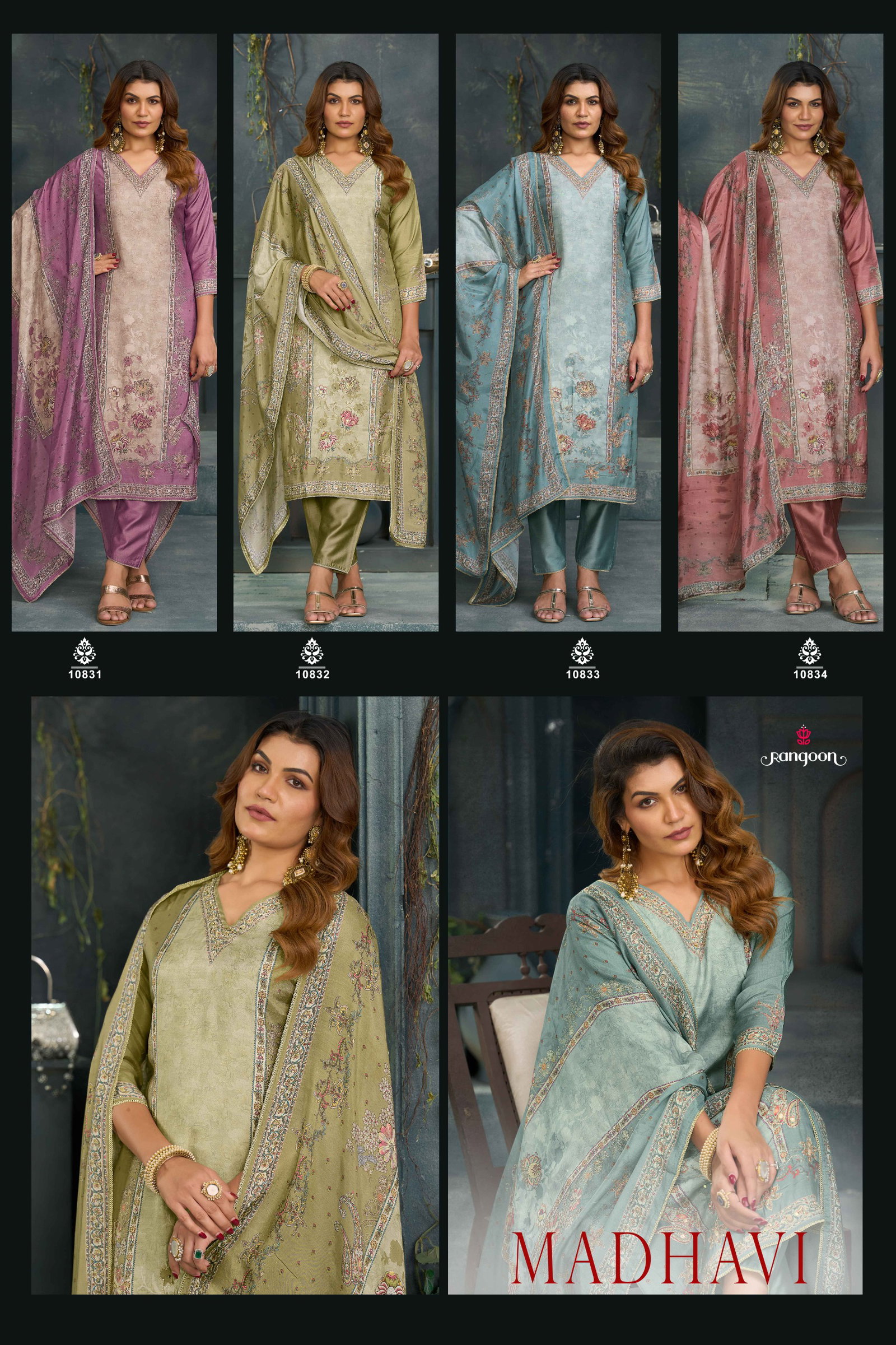 RANGOON PRESENT MADHAVI SERIES PURE MUSLIN WITH PURE DIGITAL PRINT SERIES 10831-10834 13