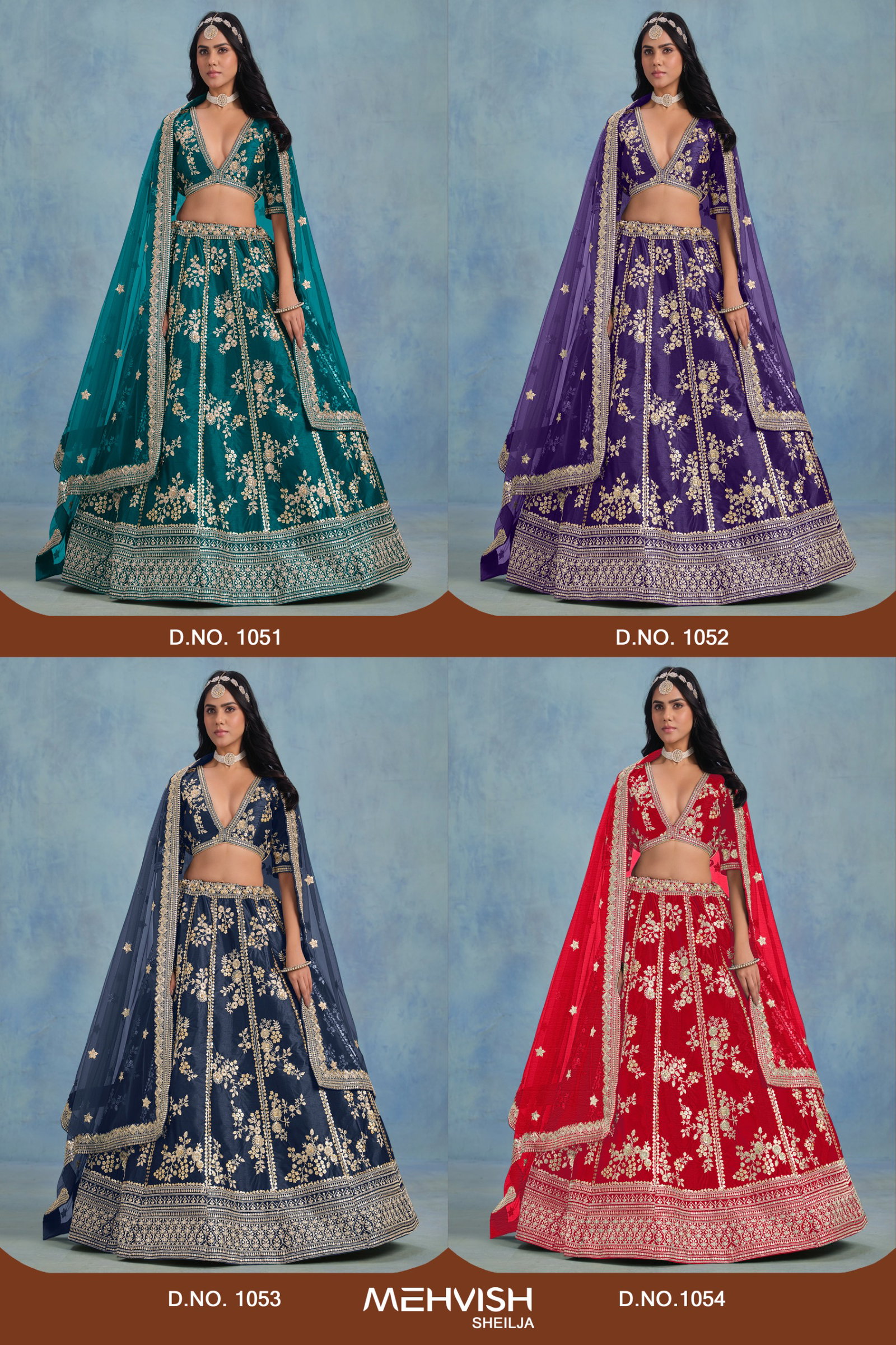 NEW LEHENGA COLLECTION SHELIZA BY MEVISH SERIES 1051 A TO 1051 D 1