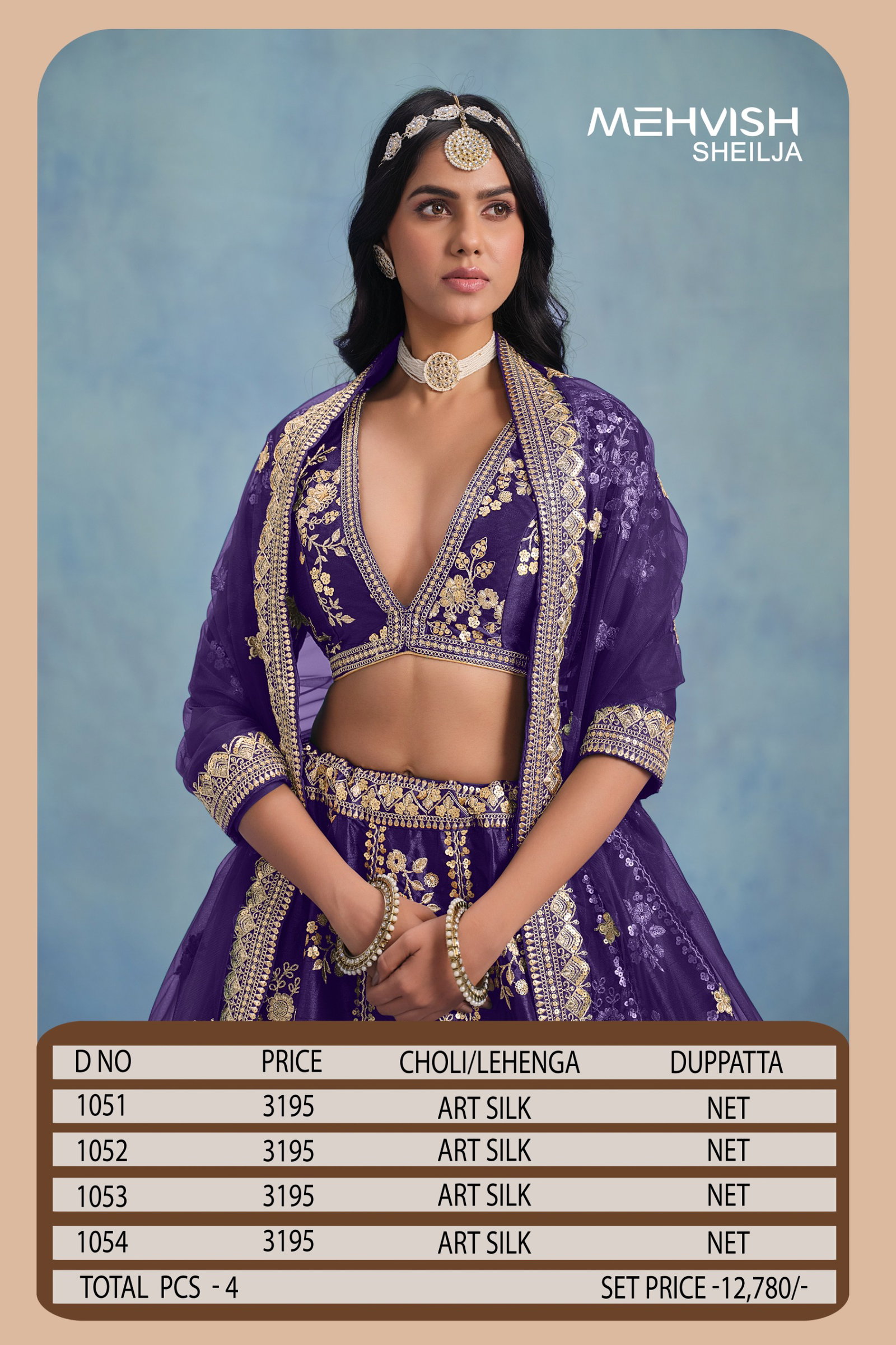 NEW LEHENGA COLLECTION SHELIZA BY MEVISH SERIES 1051 A TO 1051 D 2