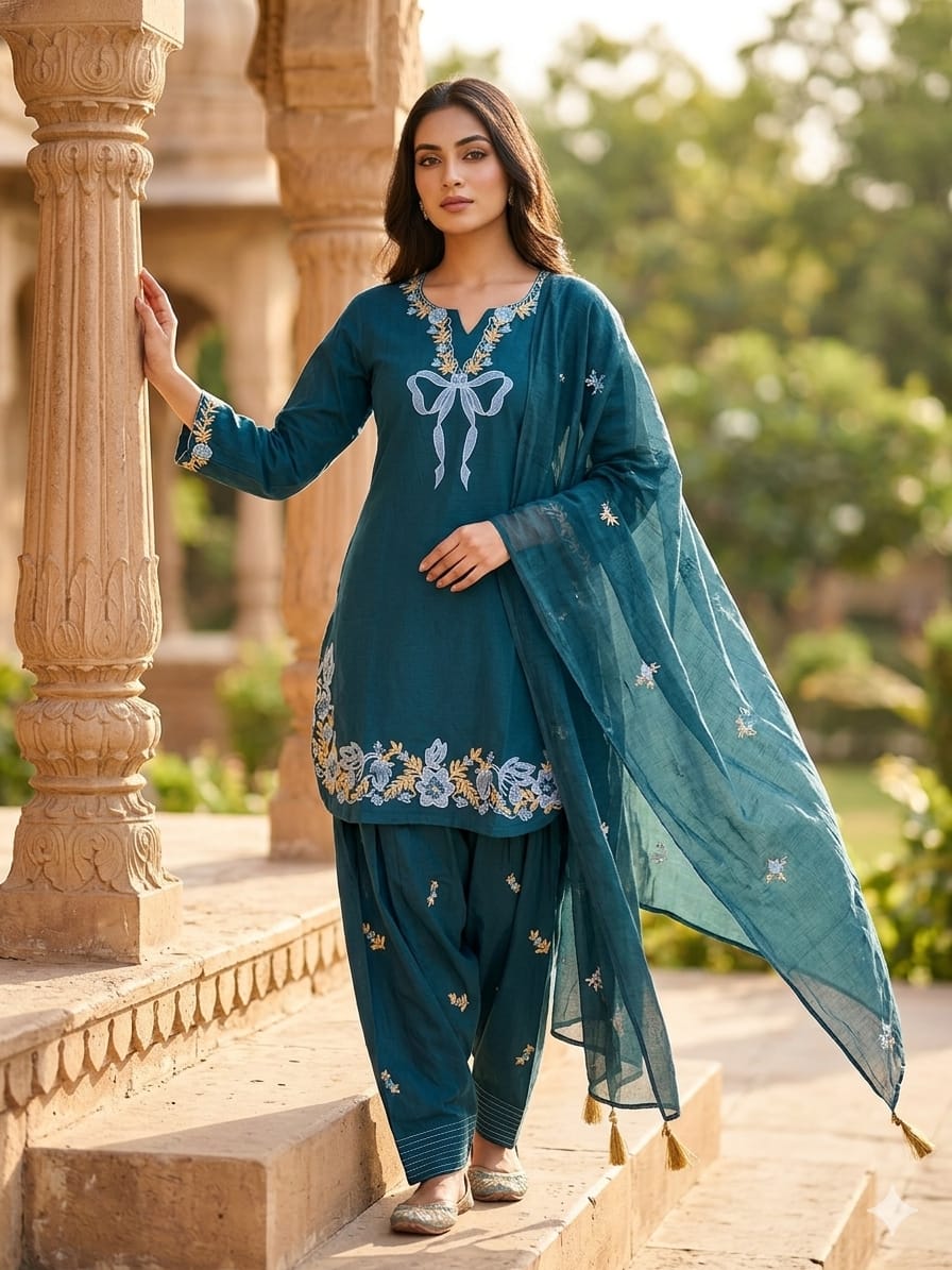 KIRA PRESENT READYMADE COTTON 60-60 KURTI PAINT AND DUPPATTA 3