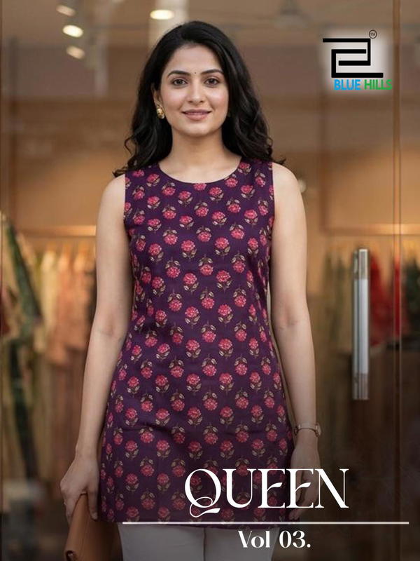 BLUE HILLS PRESENT PURE COTTON READYMADE KURTI CATLOUGLE  QUEEN VOL 03 SERIES 3001-3006