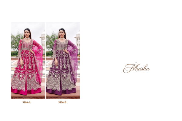 SENOHARA PRESNET PARTY WEAR LEHENGA CHOLI MAISHA CATLOUGLE SERIES 3106A TO 3106B