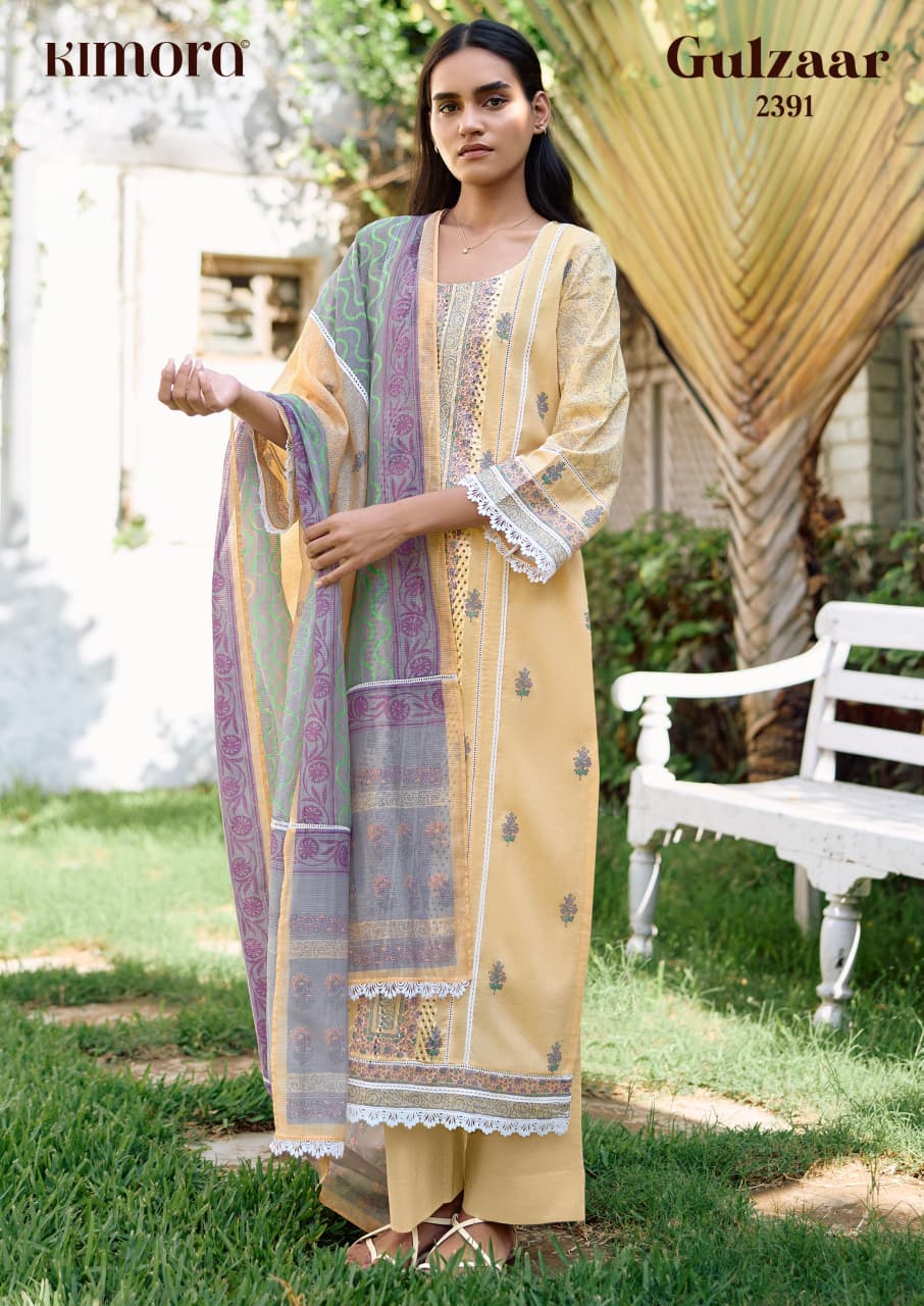 KIMORA PRESENT FANCY UNSTITCHED SUIT CATLOUGLE GULZAR SERIES 2391-2394 6