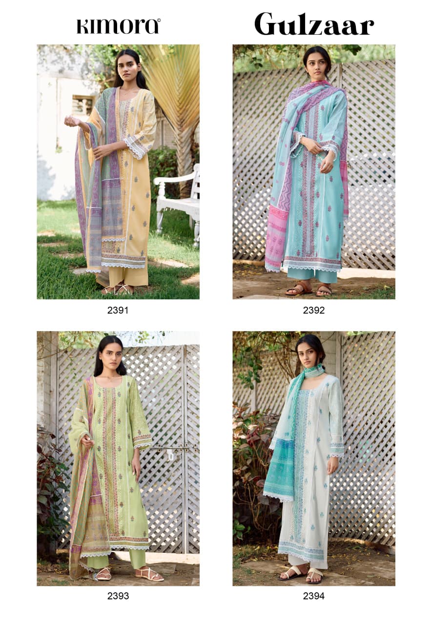 KIMORA PRESENT FANCY UNSTITCHED SUIT CATLOUGLE GULZAR SERIES 2391-2394 1