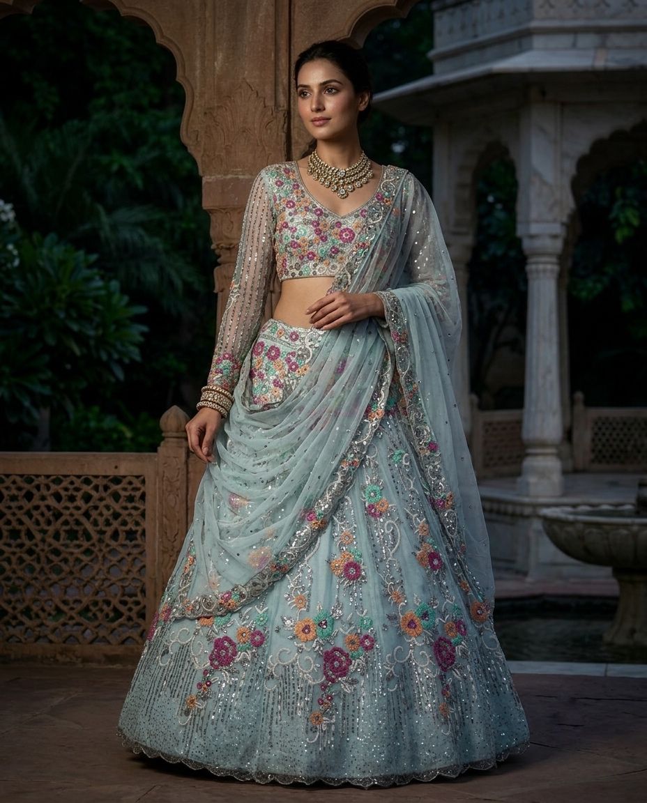 BOLLYWOOD PRESENT PREMIUM ORGANZA LEHENGA CHOLI SERIES 1763 11