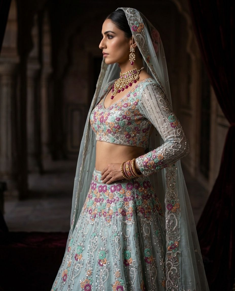 BOLLYWOOD PRESENT PREMIUM ORGANZA LEHENGA CHOLI SERIES 1763 7