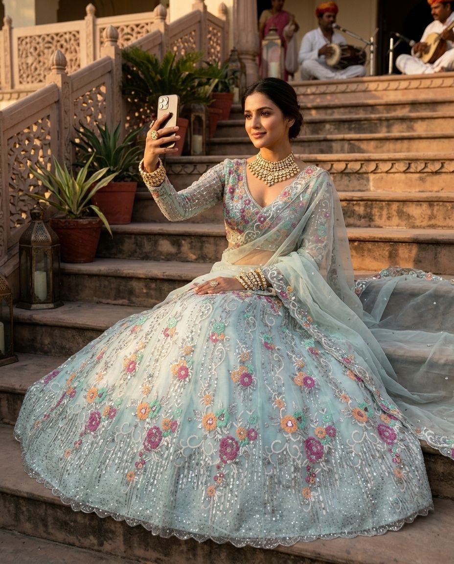 BOLLYWOOD PRESENT PREMIUM ORGANZA LEHENGA CHOLI SERIES 1763 10