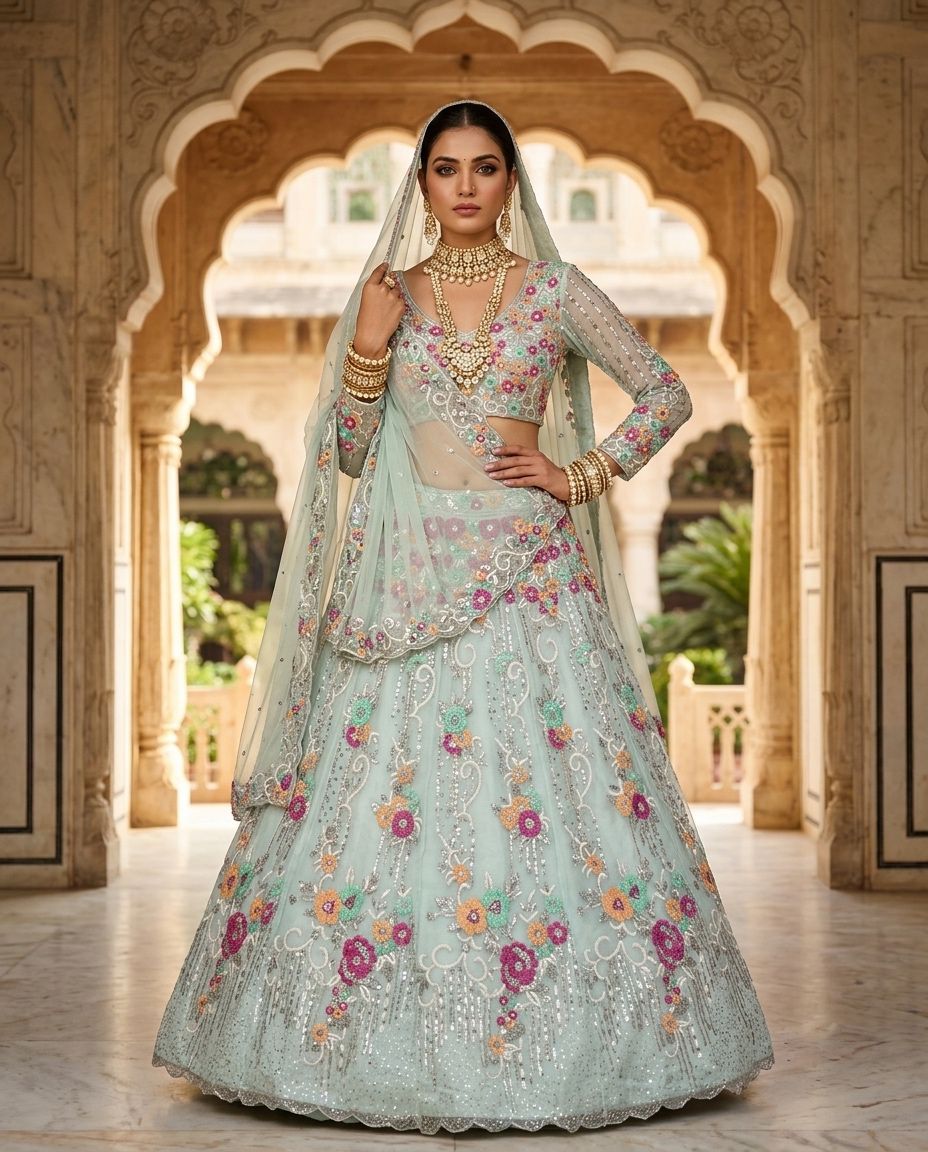 BOLLYWOOD PRESENT PREMIUM ORGANZA LEHENGA CHOLI SERIES 1763 8