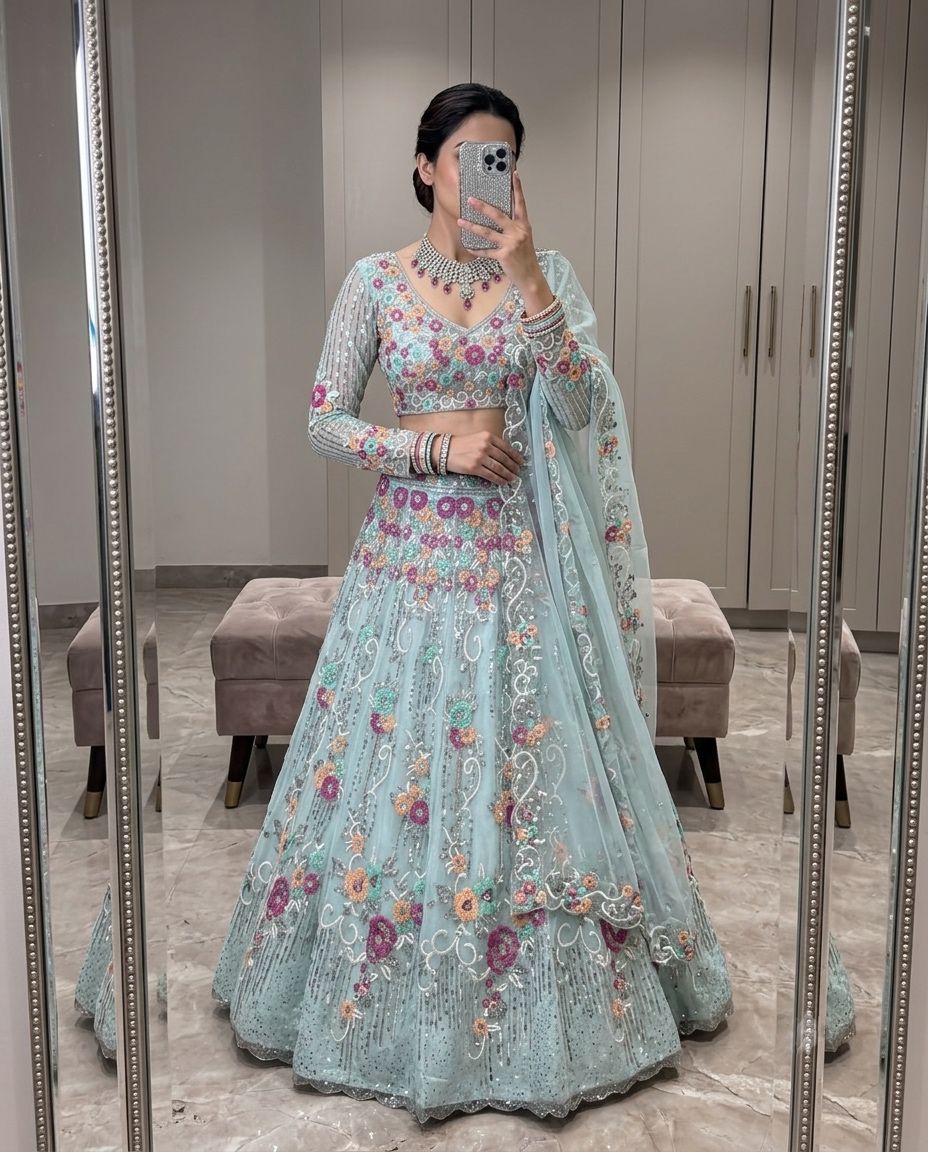 BOLLYWOOD PRESENT PREMIUM ORGANZA LEHENGA CHOLI SERIES 1763 9