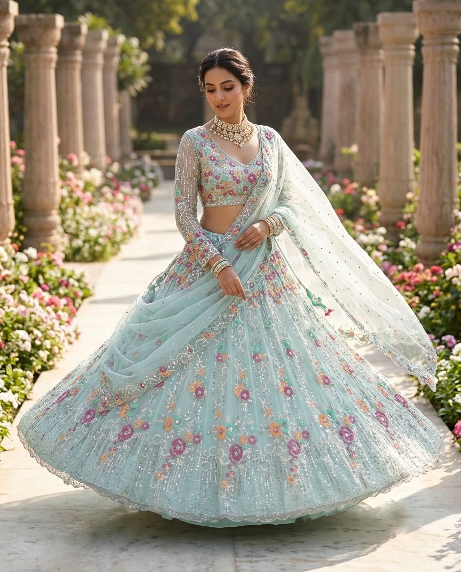 BOLLYWOOD PRESENT PREMIUM ORGANZA LEHENGA CHOLI SERIES 1763 4