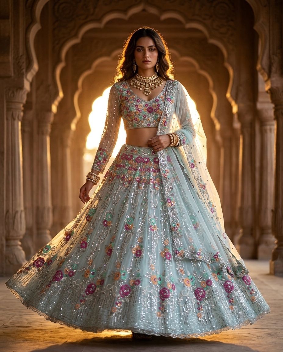BOLLYWOOD PRESENT PREMIUM ORGANZA LEHENGA CHOLI SERIES 1763 2
