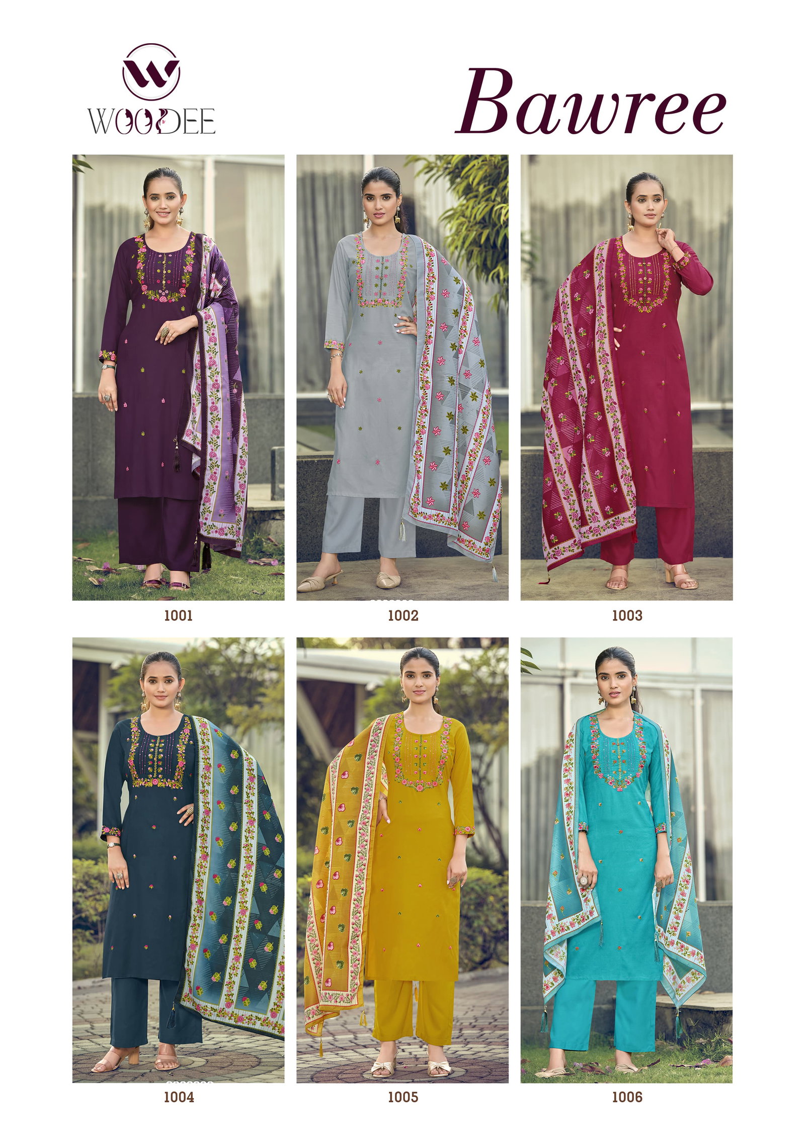 WOODEE PRESENT CATLOUGLE BAWREE SERIES 1001-1006 WITH TOP BOTTOM DUPATTA 9