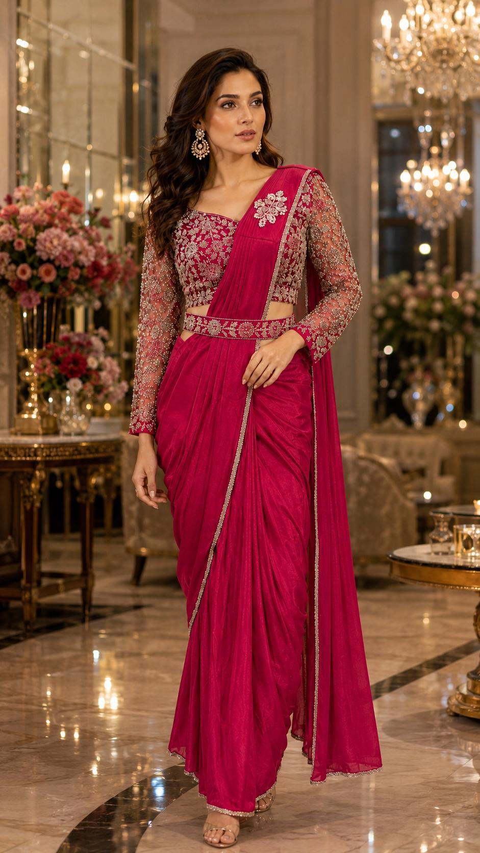 READY TO WEAR SAREE IMPORTED LYCRA SERIES 102432 6