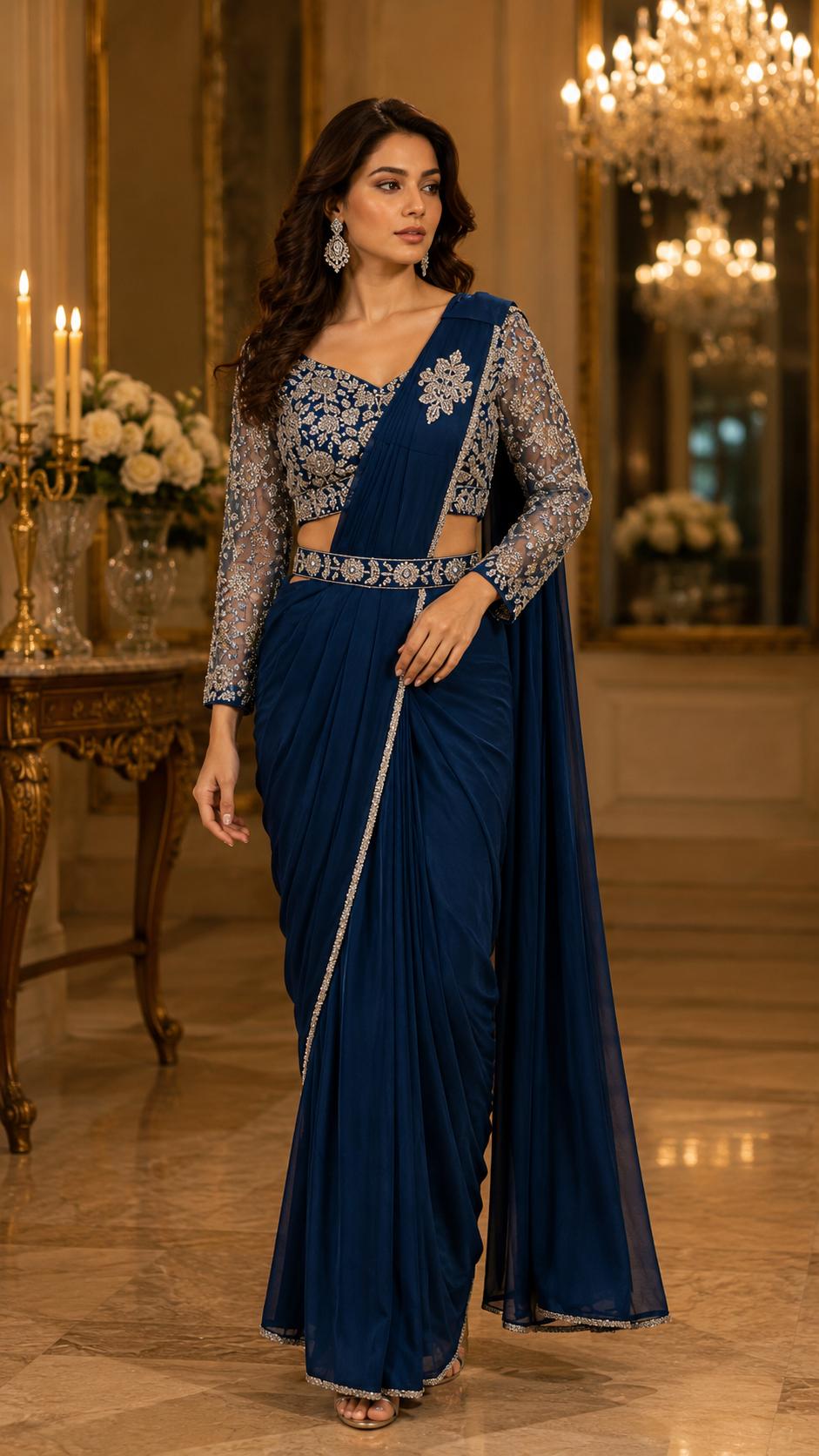 READY TO WEAR SAREE IMPORTED LYCRA SERIES 102432 5