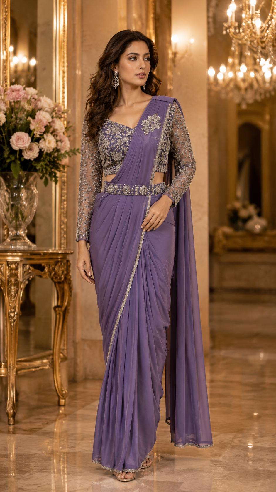READY TO WEAR SAREE IMPORTED LYCRA SERIES 102432 2