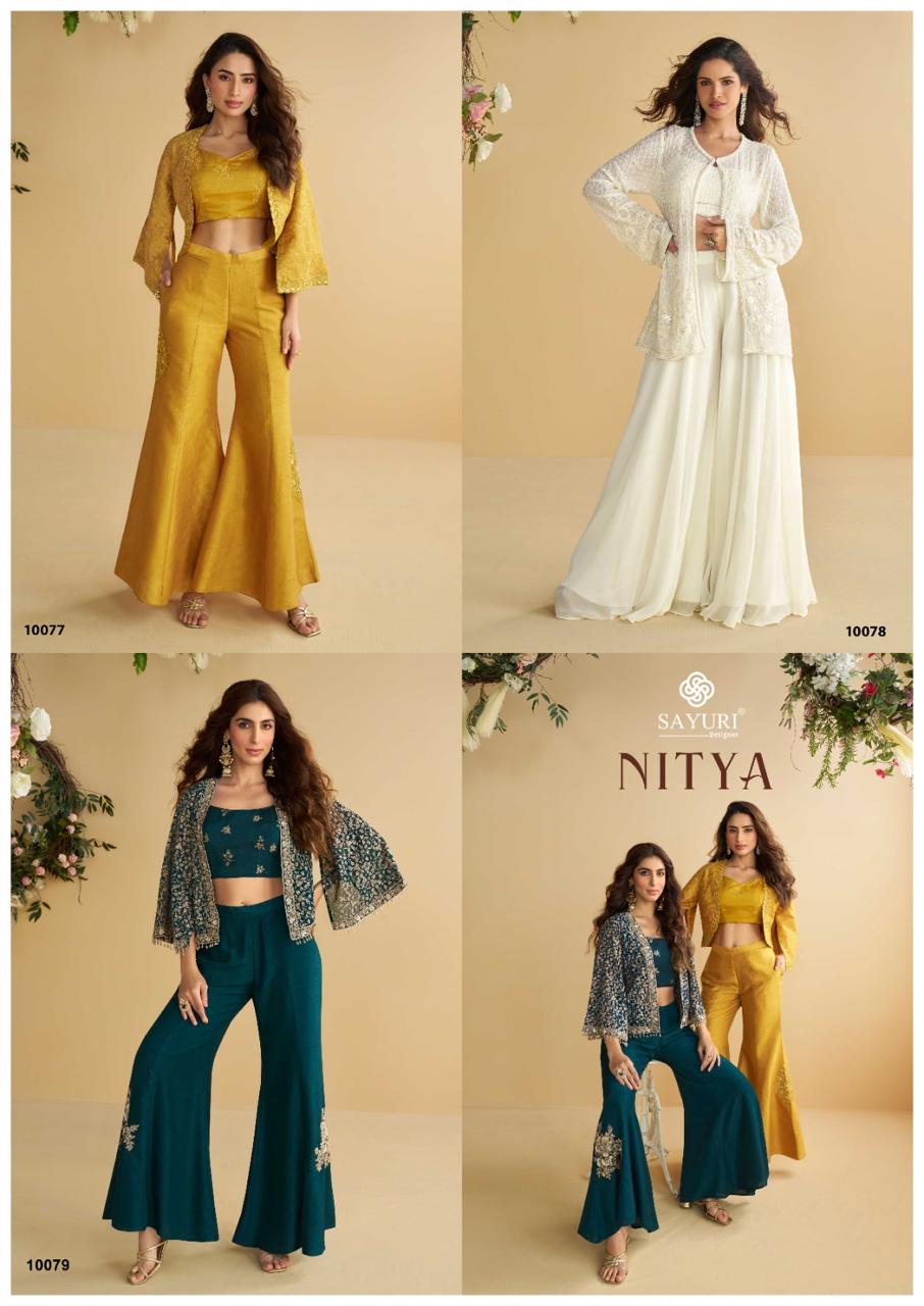 SAYURI PRESENT CATLOUGLE NITYA FREE SIZE STICHED WITH JACKET STYLE SERIES 100787-10779 4