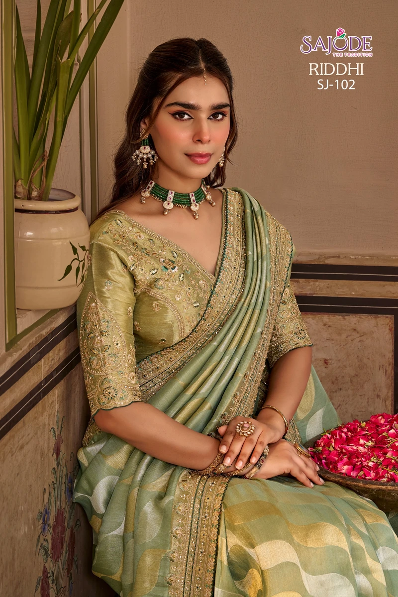 SAJODE  THE  Tradtion New Concept of Saree With Stitched free Size Blouse Series SJ194-SJ105 7