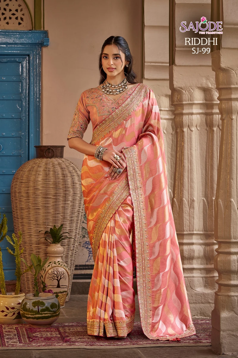 SAJODE  THE  Tradtion New Concept of Saree With Stitched free Size Blouse Series SJ194-SJ105 6