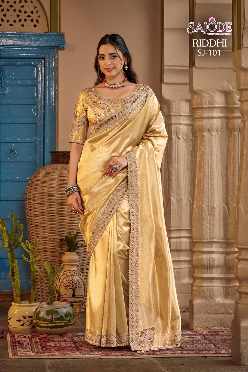 SAJODE  THE  Tradtion New Concept of Saree With Stitched free Size Blouse Series SJ194-SJ105 5