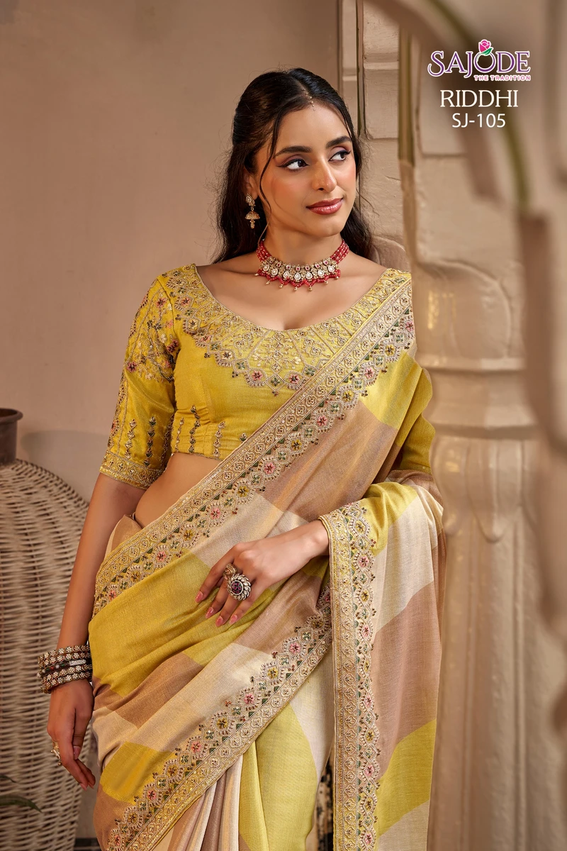 SAJODE  THE  Tradtion New Concept of Saree With Stitched free Size Blouse Series SJ194-SJ105 3