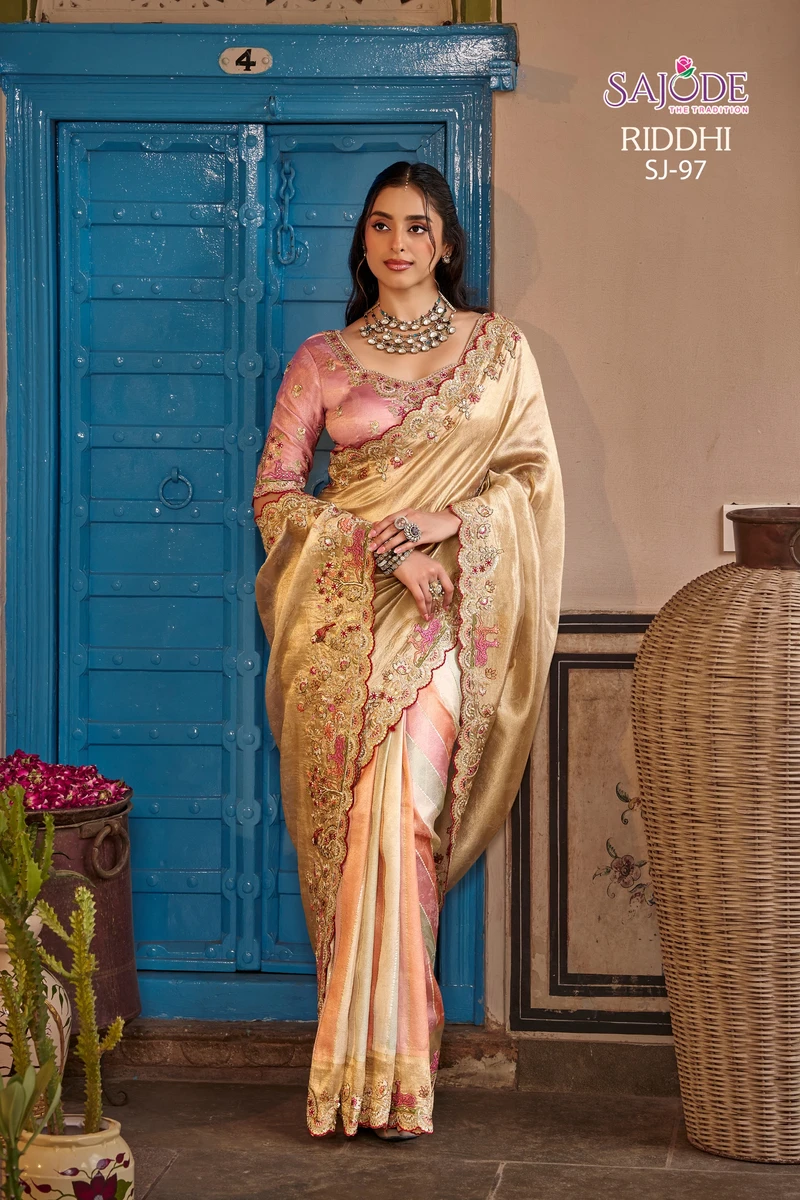 SAJODE  THE  Tradtion New Concept of Saree With Stitched free Size Blouse Series SJ194-SJ105 8