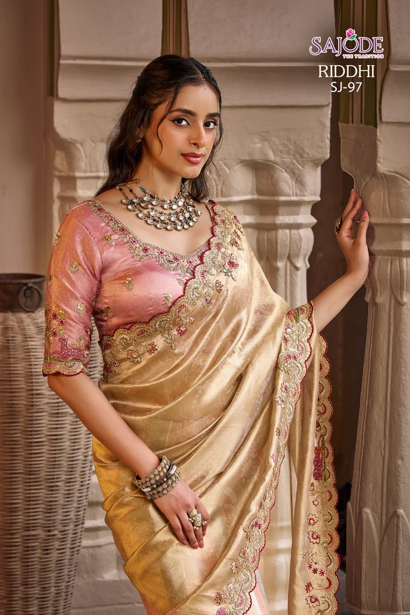 SAJODE  THE  Tradtion New Concept of Saree With Stitched free Size Blouse Series SJ194-SJ105 12