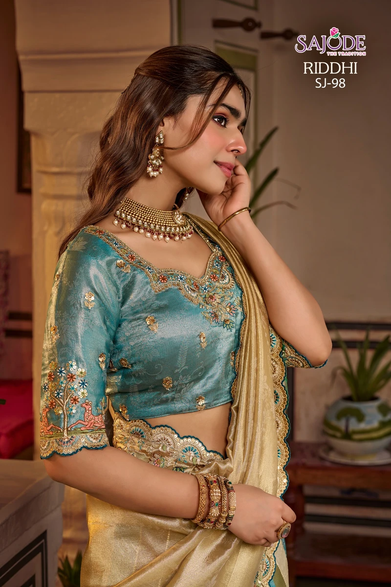 SAJODE  THE  Tradtion New Concept of Saree With Stitched free Size Blouse Series SJ194-SJ105 9