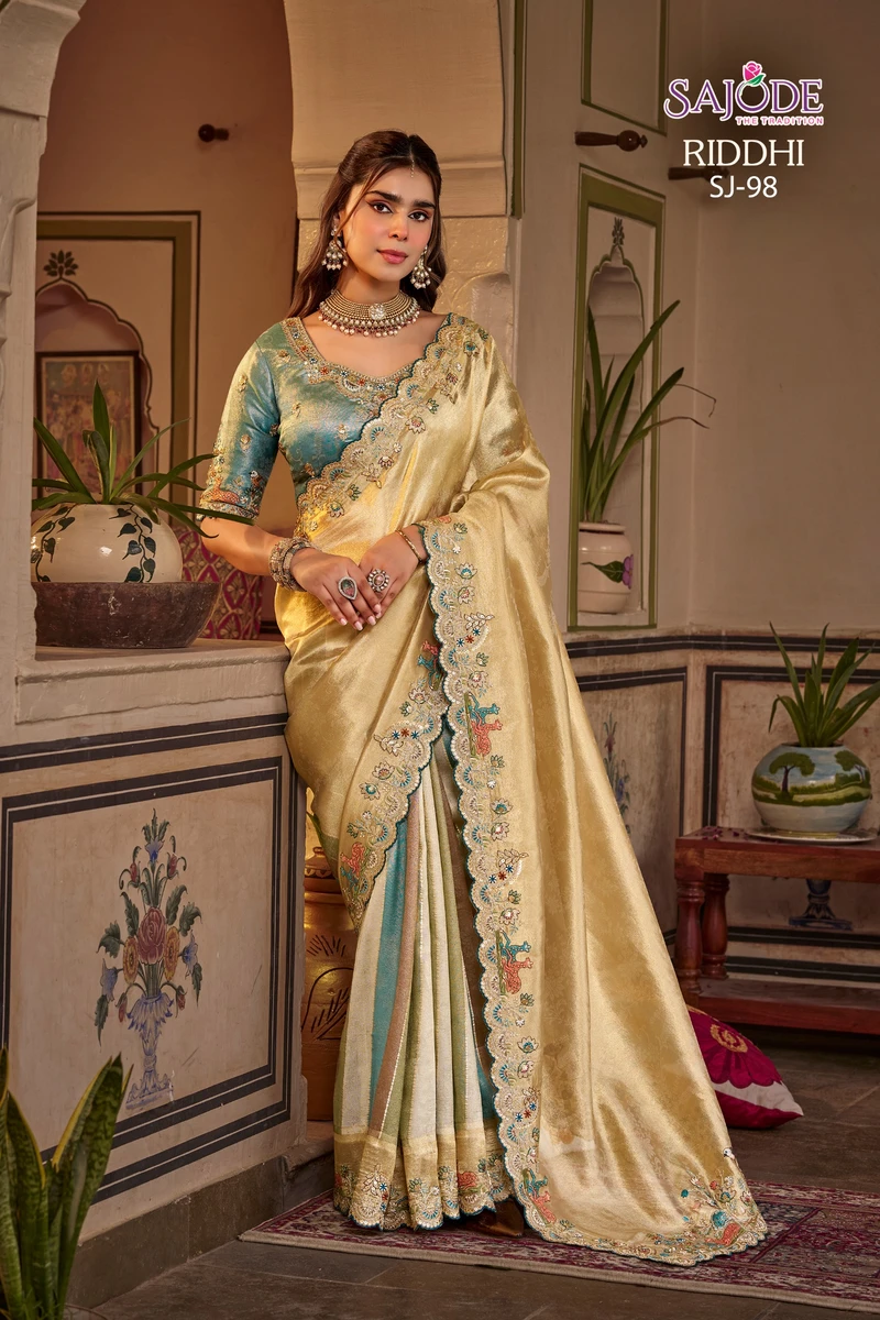 SAJODE  THE  Tradtion New Concept of Saree With Stitched free Size Blouse Series SJ194-SJ105 11