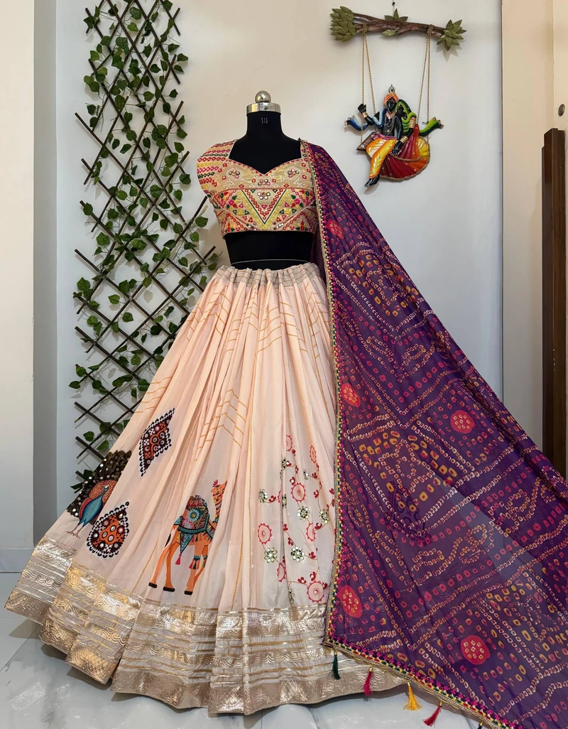 New Tranding Special Navratri Lehenga Choli With Free Size Stiched 5