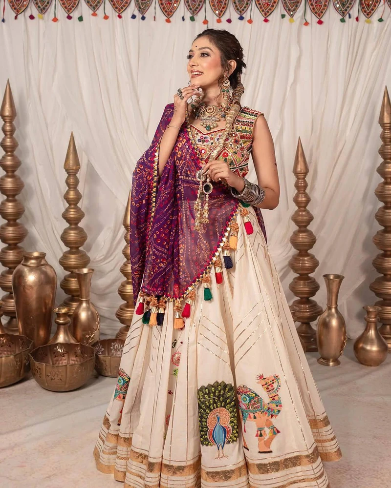 New Tranding Special Navratri Lehenga Choli With Free Size Stiched 4