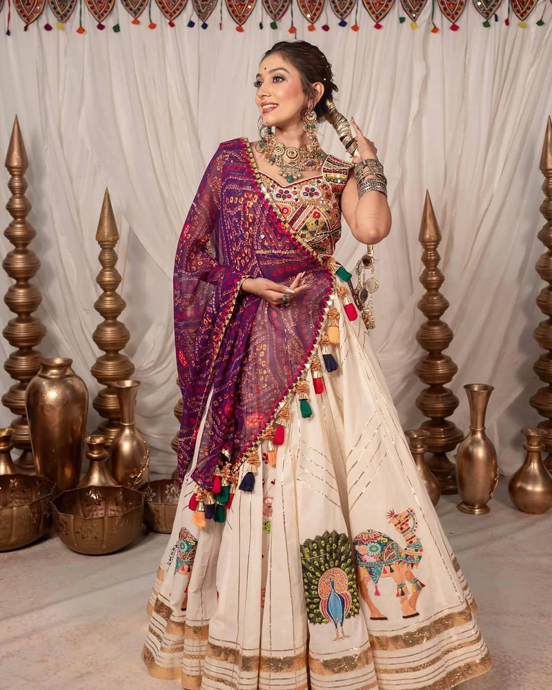 New Tranding Special Navratri Lehenga Choli With Free Size Stiched 3