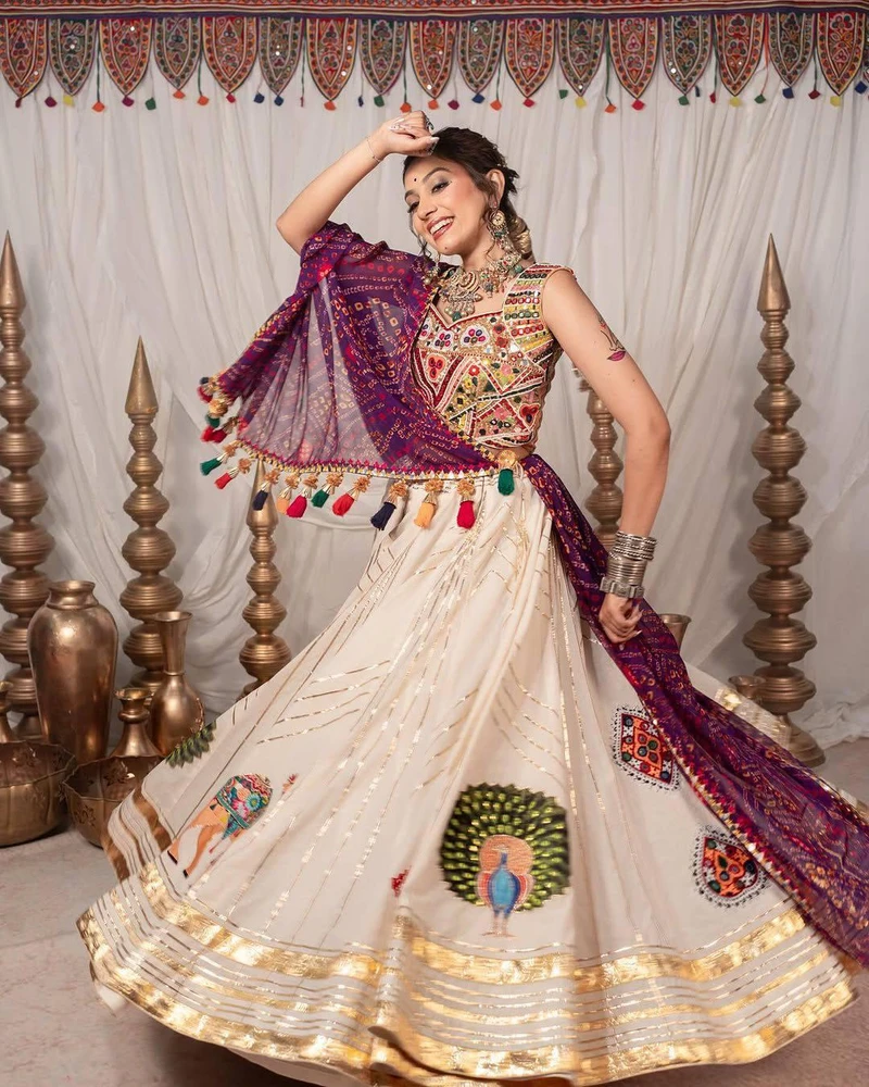 New Tranding Special Navratri Lehenga Choli With Free Size Stiched 1