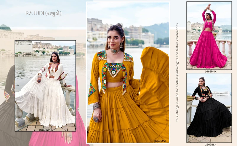 A New Traditional Navratri Lehenga Choli with Gamti and Mirror work Series  Rajudi 1662 1