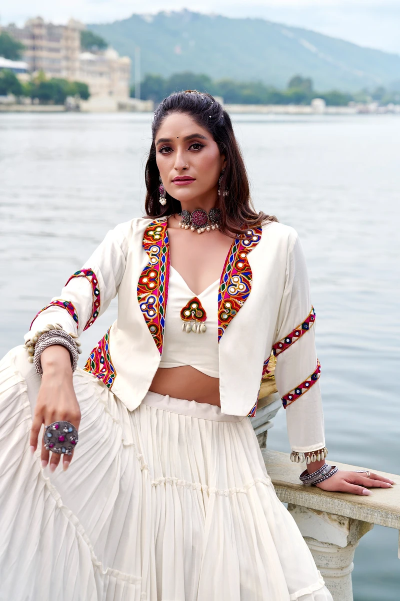 A New Traditional Navratri Lehenga Choli with Gamti and Mirror work Series  Rajudi 1662 9
